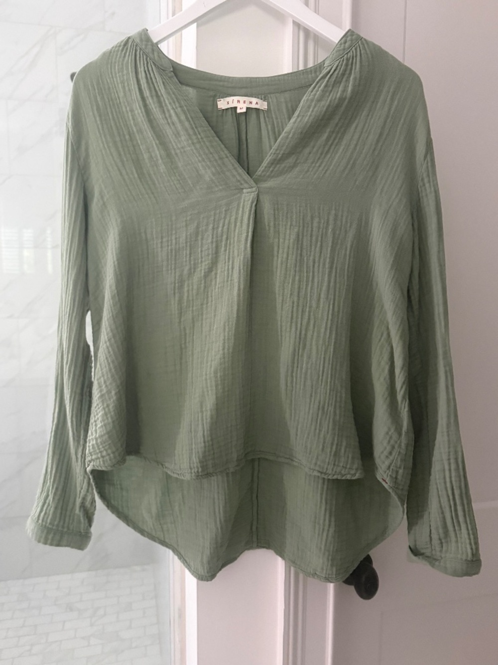 Xirena Sage Long Sleeve Top, Size Medium, Green-Sage